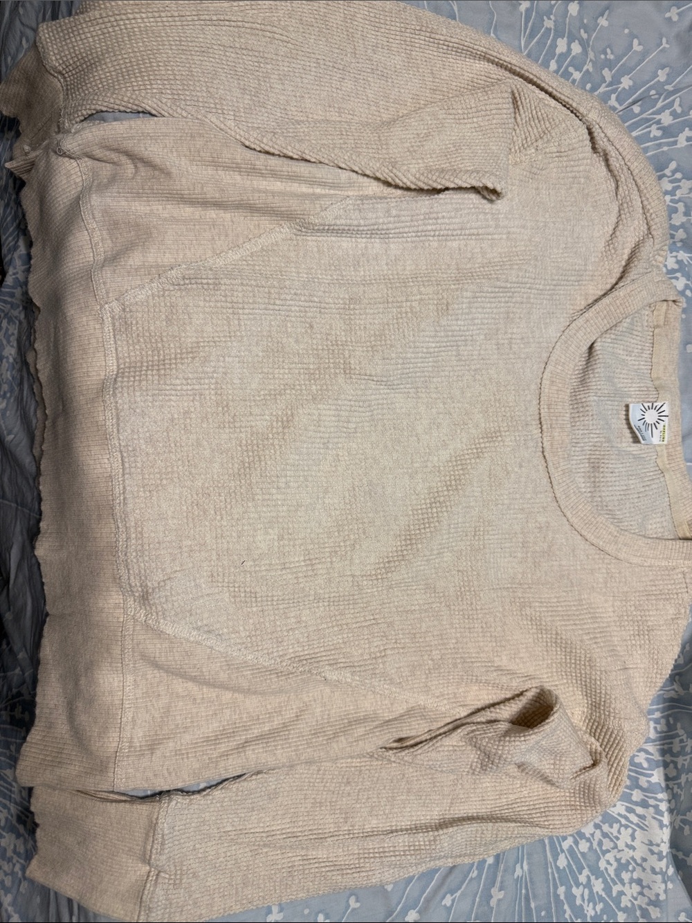 aerie Men's Crewneck Waffle Knit Sweater in Beige